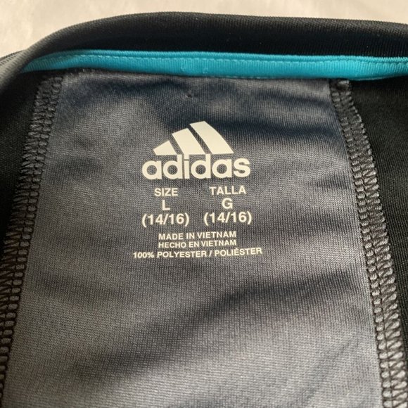 BOYS ADIDAS 3 STRIPE ATHLETIC BLACK SHIRT size lar - Picture 6 of 7